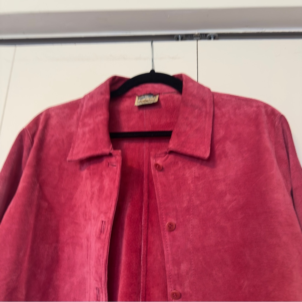 TravelSmith Pink Suede Leather Jacket | Button Front - Picture 4 of 6
